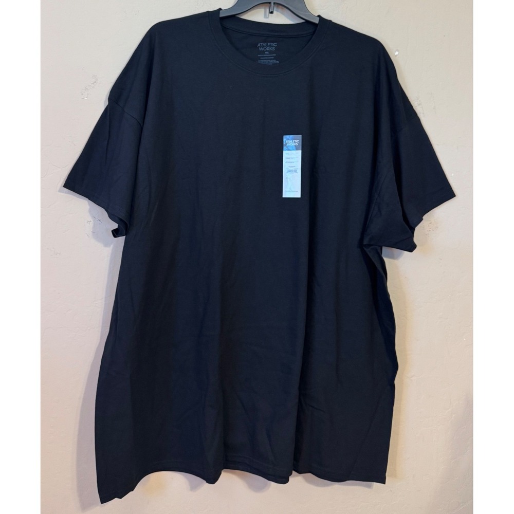 Athletic Works T-Shirt Men 4XL Black Cotton Short Sleeve Crew Neck Tee NEW